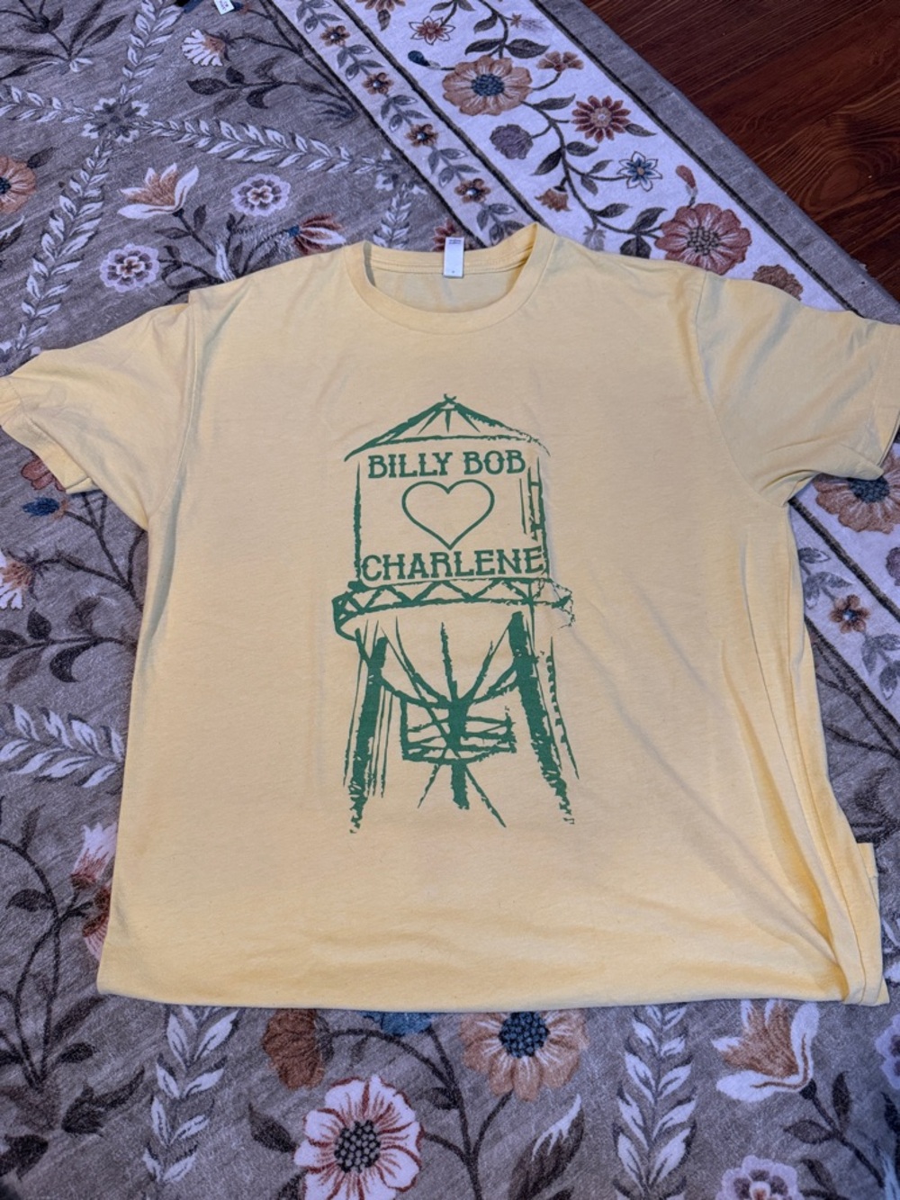 Next Level Apparel Yellow Tee with Green Graphic - Billy Bob Charlene
